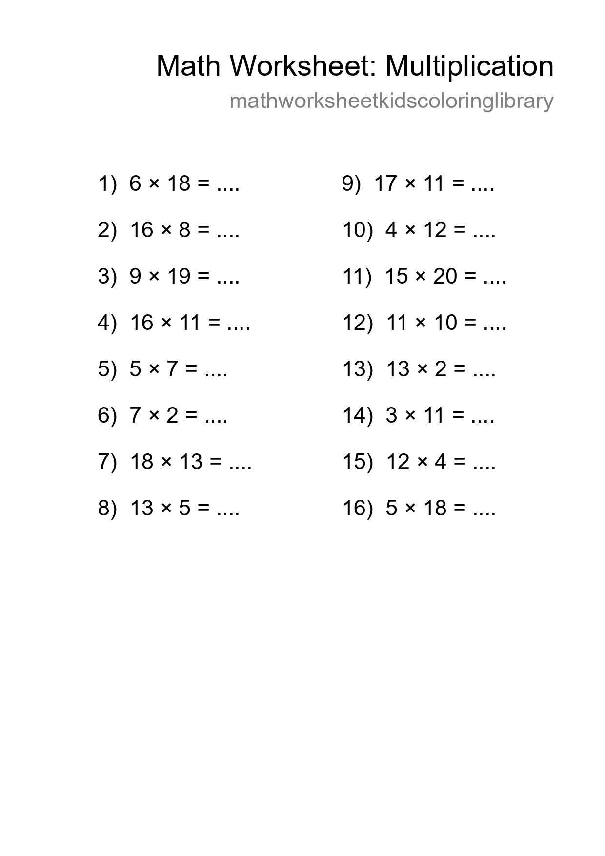 Free 16 Multiplication Math Worksheet For Grade 2 - Part 29
