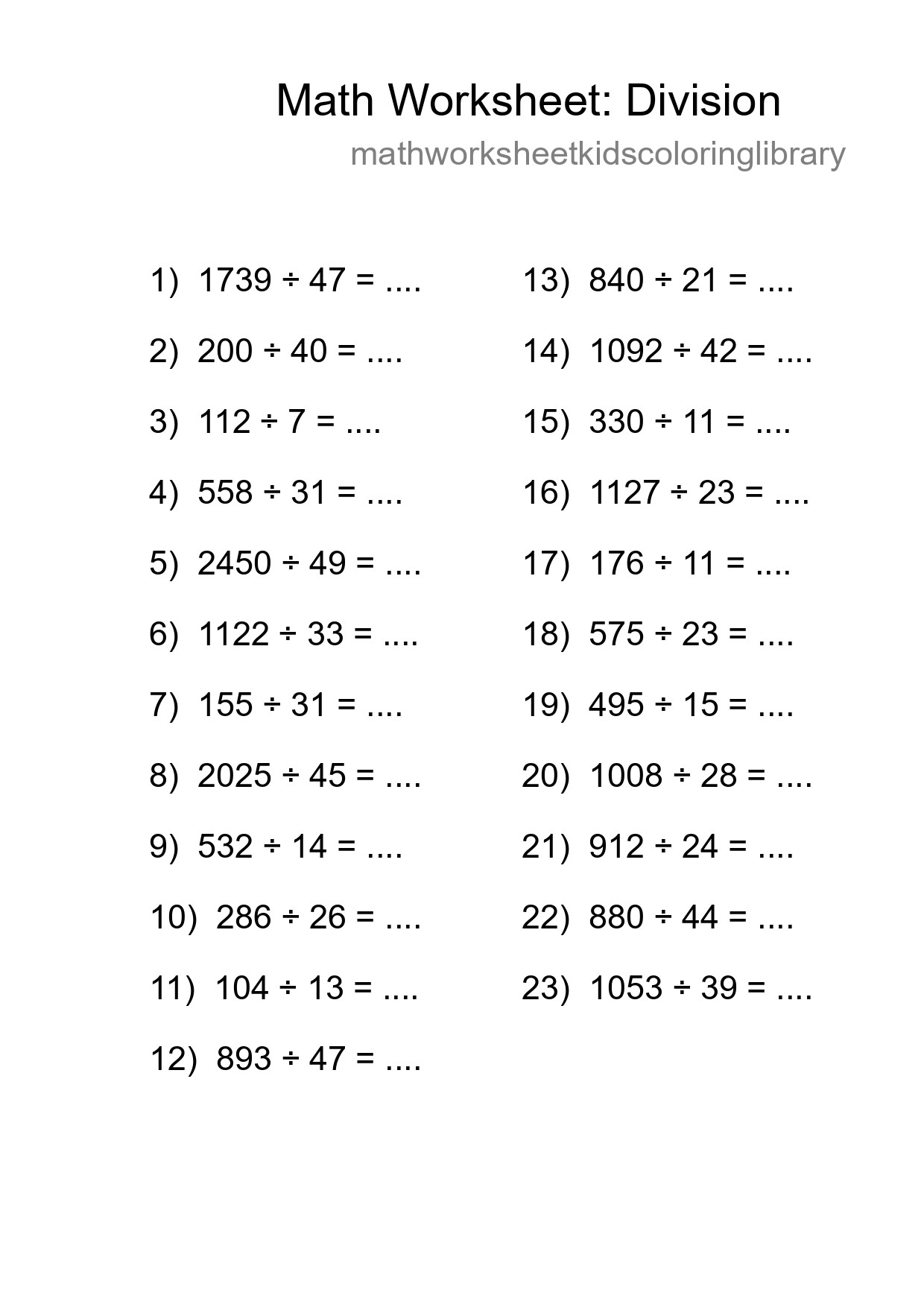 Free 23 Division Math Worksheet For Grade 2 With Answers - Part 15