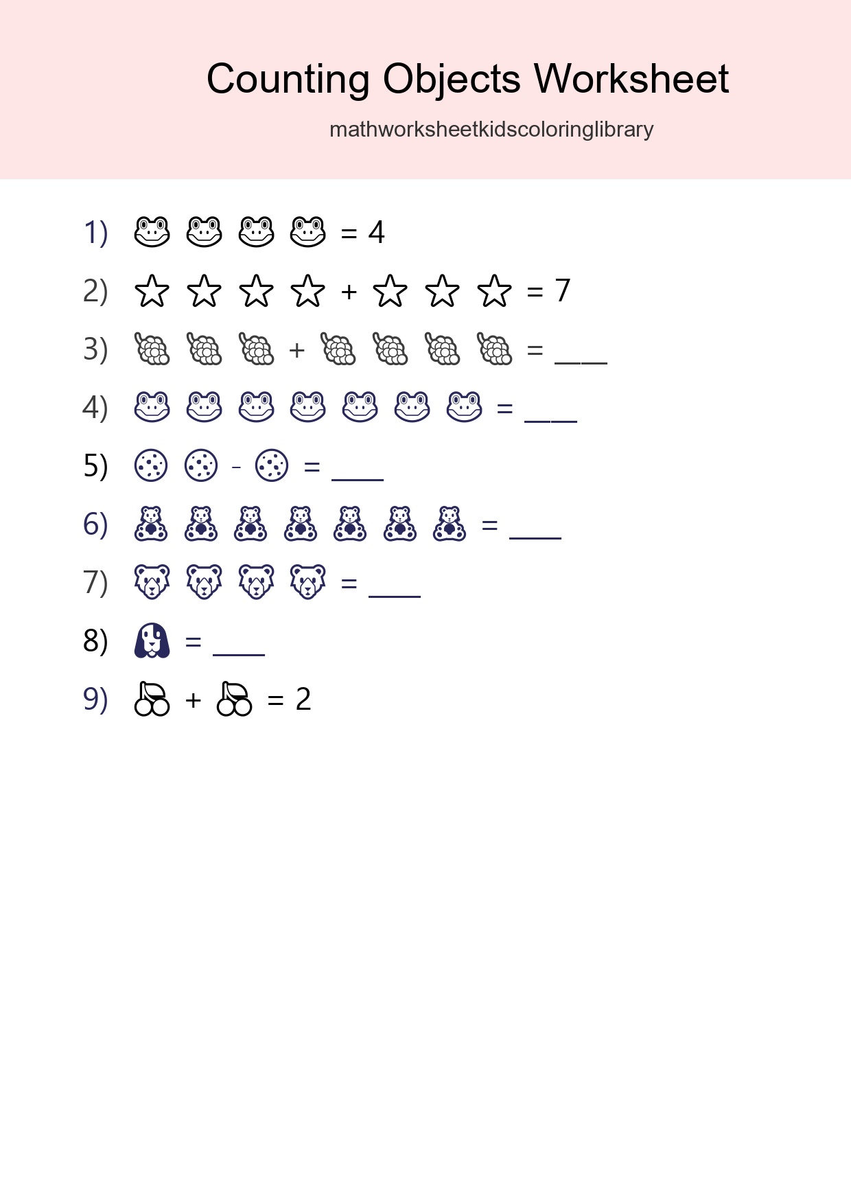 Free Counting Objects Worksheet For Kindergarten Printable - Part 3
