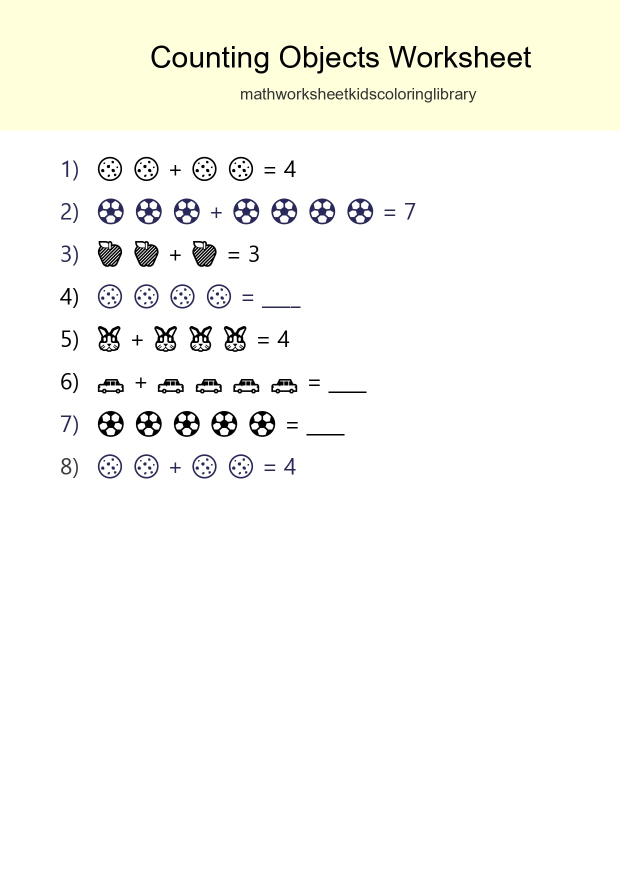 Kindergarten Count The Objects Worksheet - Part 47